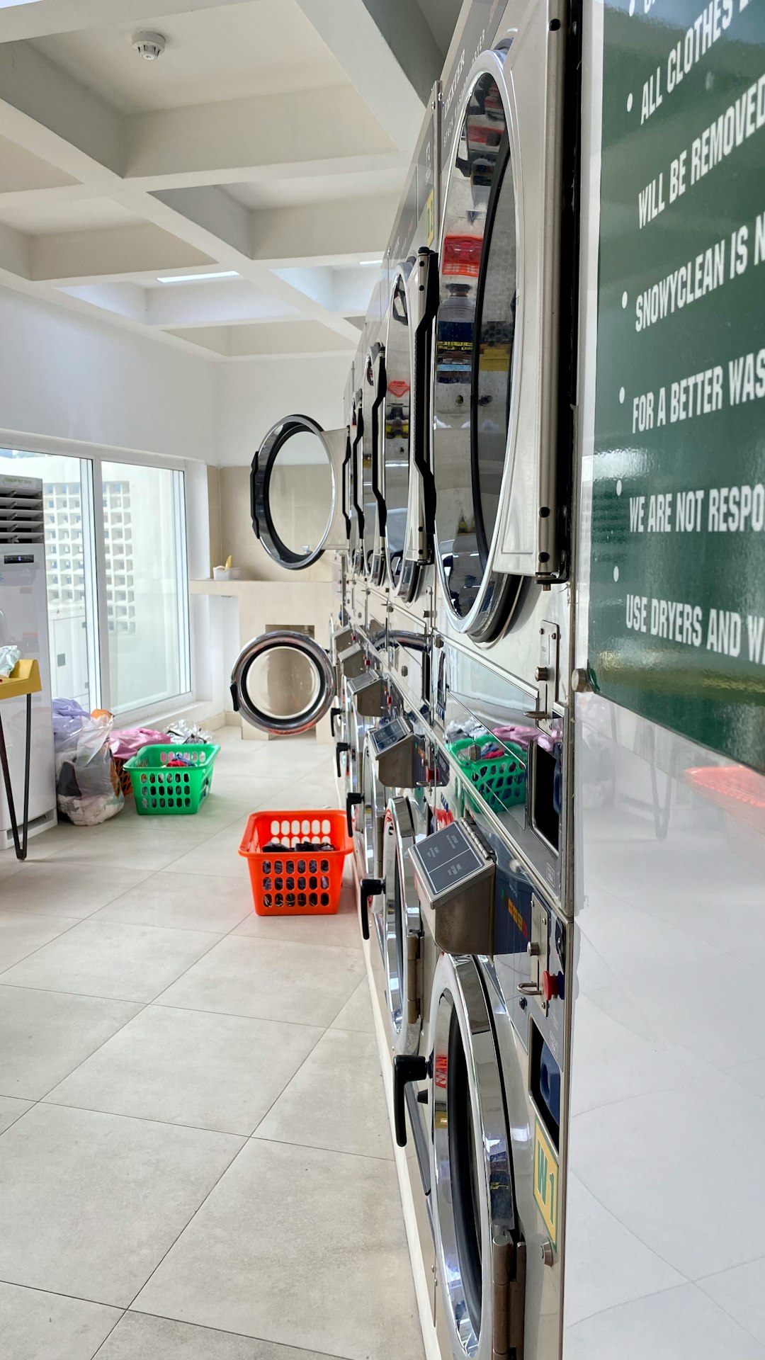 A casual holiday cleaning at the laundromat before the holidays.